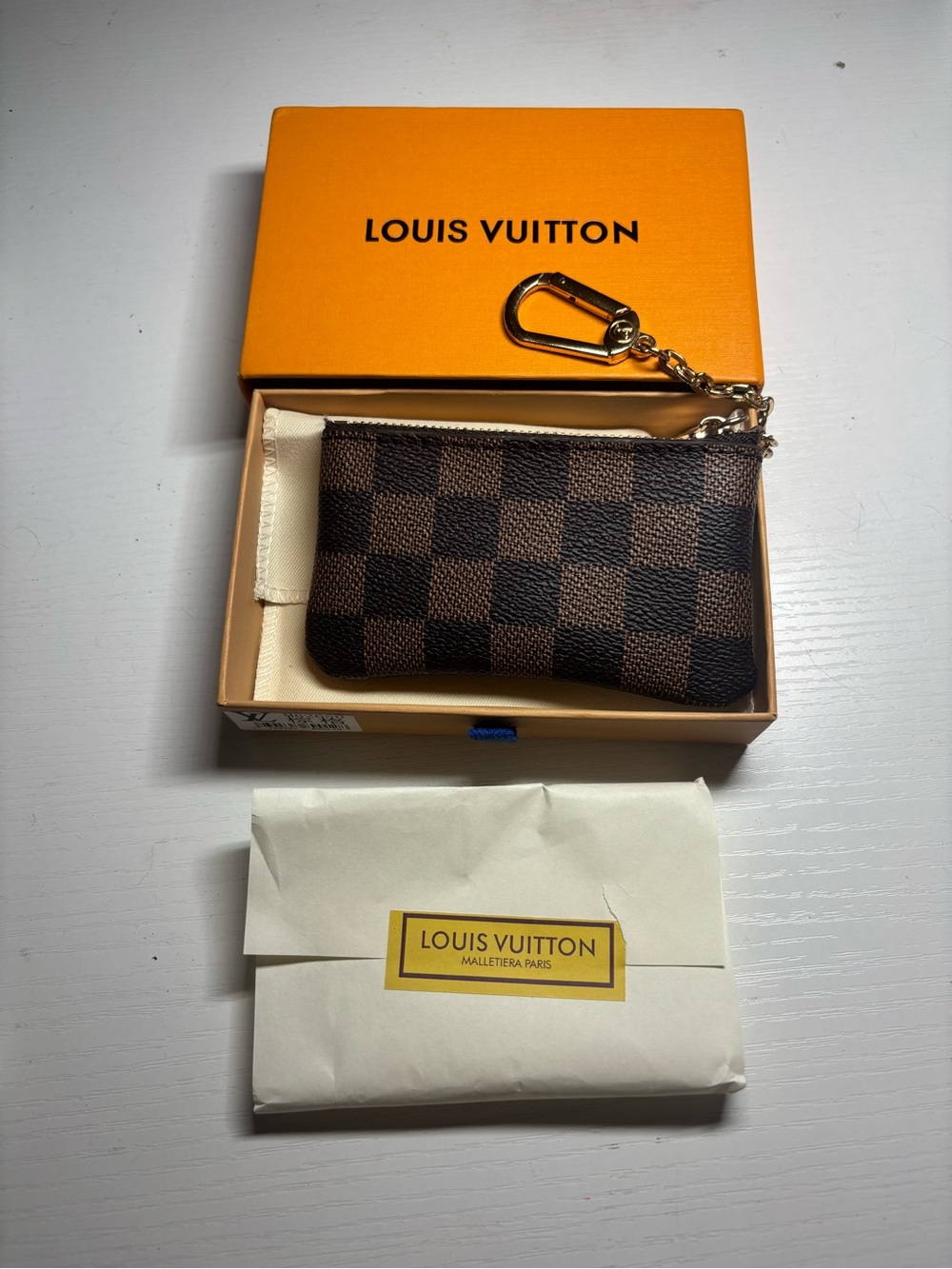 Louis Vuitton Damier Ebene Key & Card Holder with Gold Hardware